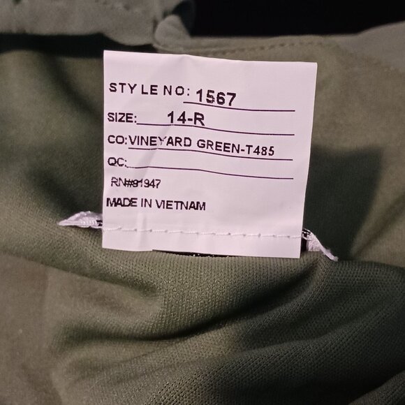 NEW After Six Puff Sleeve Chiffon Maxi Dress w/ Front Slit, Vineyard Green, 14 - Picture 12 of 15